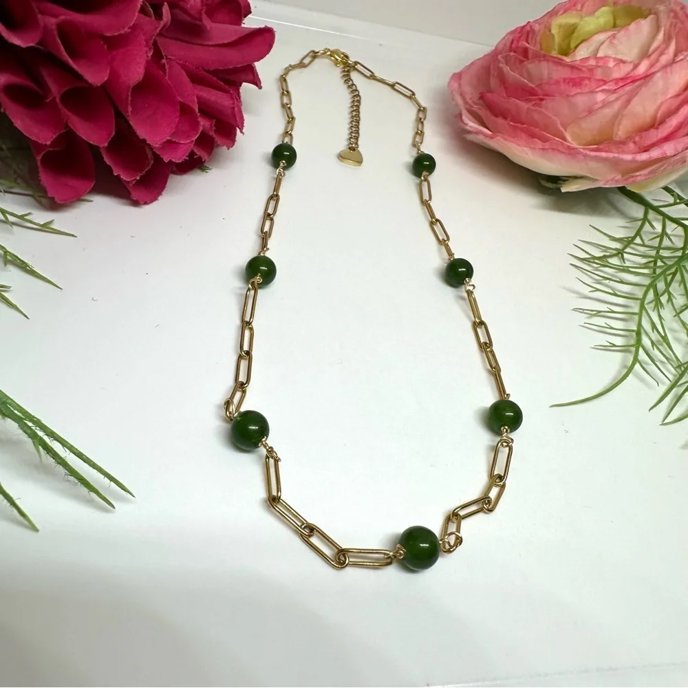 NEW⚜️Jade & Chain Beaded Gemstone Necklace